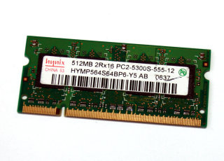 512 MB DDR2 RAM 200-pin SO-DIMM 2Rx16 PC2-5300S Hynix HYMP564S64BP6-Y5 AB