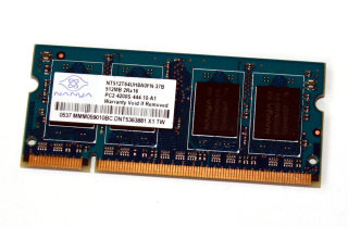 512 MB DDR2 RAM 200-pin SO-DIMM 2Rx16 PC2-4200S  Nanya NT512T64UH8A0FN-37B