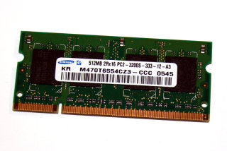 512 MB DDR2 RAM 2Rx16 PC2-3200S Laptop-Memory 200-pin Samsung M470T6554CZ3-CCC