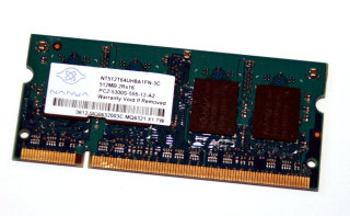 512 MB DDR2 RAM 200-pin SO-DIMM 2Rx16 PC2-5300S  Nanya NT512T64UH8A1FN-3C