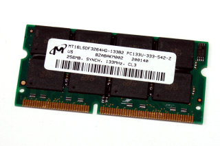 256 MB SO-DIMM 144-pin PC-133 CL3 SD-RAM Laptop-Memory  Micron MT16LSDF3264HG-133B2