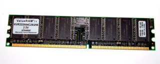 256 MB DDR-RAM PC-2700U non-ECC Kingston KVR333X64C25/256 9905189 single-sided