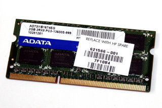 2 GB DDR3 RAM 204-pin SO-DIMM 2Rx8 PC3-10600S CL9   Adata AD73I1B1674EG