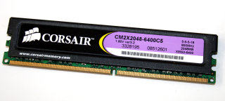 2 GB DDR2-RAM 240-pin PC2-6400U non-ECC CL5 1.8V Corsair CM2X2048-6400C5  ver3.2  XMS2