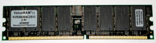 512 MB DDR-RAM PC-2100U non-ECC  Kingston KVR266X64C2/512 9905144