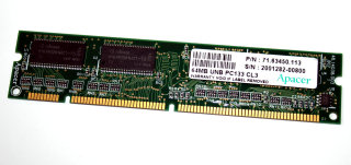 64 MB SD-RAM 168-pin PC-133U non-ECC CL3   Apacer 71.63450.113