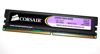 1 GB DDR2-RAM 240-pin PC2-6400U CL5 XMS2-Memory Corsair CM2X1024-6400 1.9V ver2.7
