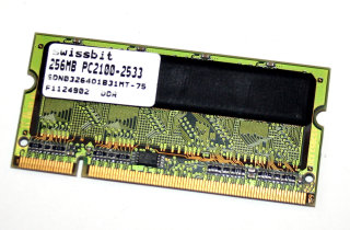 256 MB DDR RAM 200-pin PC-2100S Laptop-Memory Swissbit SDN0326401B31MT-75