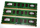 6 GB DDR3 RAM (3 x 2GB) PC3-8500U nonECC Kingston KVR1066D3N7K3/6G   99U5403