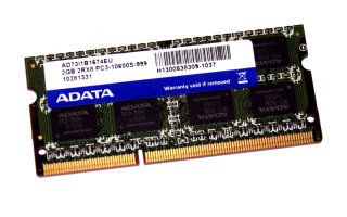 2 GB DDR3 RAM 204-pin SO-DIMM 2Rx8 PC3-10600S   Adata AD73I1B1674EU