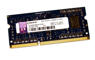 2 GB DDR3-RAM 204-pin SO-DIMM PC3-10600S  Kingston ACR256X64D3S13C9G   9995417