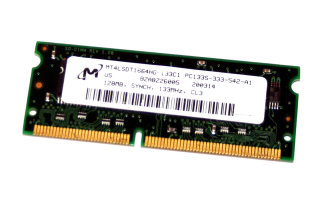 128 MB SO-DIMM PC-133  144-pin Laptop-Memory CL3  Micron MT4LSDT1664HG-133C1