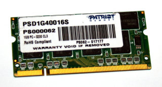 1 GB DDR-RAM 200-pin PC-3200S Laptop-Memory  Patriot PSD1G40016S