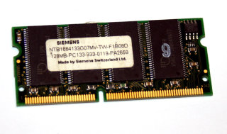 128 MB SO-DIMM 144-pin PC-133 SD-RAM  Siemens NTB1664133G07MV-TW-F1B08D