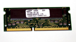 128 MB SO-DIMM 144-pin SD-RAM PC-133  CL3 Samsung M464S1654DTS-L7A   FRU: 19K4653