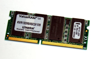 128 MB SO-DIMM 144-pin SD-RAM PC-133 Laptop-Memory Kingston KVR133x64SC3/128