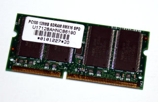 128 MB SO-DIMM 144-pin SD-RAM PC-100  Laptop-Memory  Unifosa U17128AHNC86190