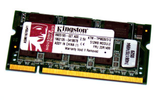 512 MB DDR-RAM PC-2700S Kingston KTM-TP9828/512 9905195  FRU: 20R1499