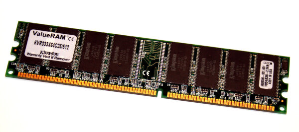 512 MB DDR-RAM PC-2700U nonECC 184-pin Kingston KVR333X64C25/512 9905200 ds