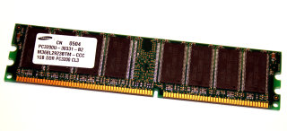 1 GB DDR-RAM 184-pin PC-3200U non-ECC 400 MHz  Samsung M368L2923BTM-CCC