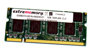 1 GB DDR-RAM 200-pin SO-DIMM PC-3200S   extrememory EXME01G-SD1N-400D30-E1