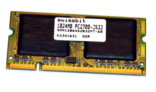 1 GB DDR RAM 200-pin SO-DIMM PC-2700S  Swissbit SDN12864S2B32MT-60