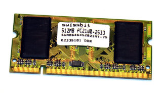 512 MB DDR RAM 200-pin SO-DIMM PC-2100S  Swissbit SDN06464S2B21MT-75