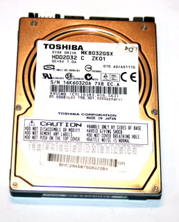 80 GB SATA - Harddisk 2,5" Notebook-Festplatte 8MB Cache  Toshiba MK8032GSX