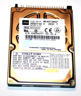 6 GB IDE - Harddisk 2,5" 44-pin Notebook-Festplatte  Toshiba MK6015MAP