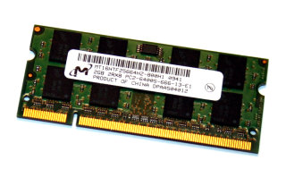 2 GB DDR2 RAM 200-pin SO-DIMM 2Rx8 PC2-6400S  Micron MT16HTF25664HZ-800H1