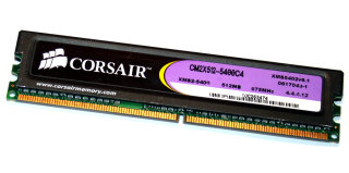 512 MB DDR2-RAM 240-pin PC2-5400U non-ECC CL4 Corsair CM2X512-5400C4 XMS5402v6.1
