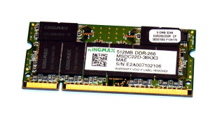 512 MB DDR-RAM 200-pin SO-DIMM PC-2100S  Kingmax MSDC22D-38KX3