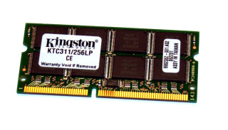 256 MB SO-DIMM 144-pin PC-100 SD-RAM   Kingston KTC311/256LP   9902382