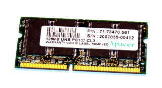 128 MB 144-pin SO-DIMM PC-133 SD-RAM Laptop-Memory  Apacer P/N: 71.73470.561