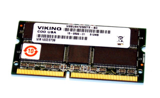 512 MB SD-RAM 144-pin SO-DIMM PC-133 mit ECC CL3 Viking VI8BU647238ETE-SD