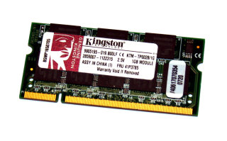 1 GB DDR-RAM 200-pin SO-DIMM PC-2100S Kingston KTM-TP0028/1G  9905195   FRU 41P3785