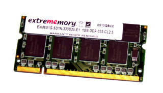 1 GB DDR-RAM 200-pin SO-DIMM PC-2700S  extrememory EXME01G-SD1N-333D25-E1 