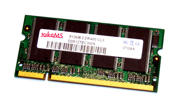 512 MB DDR-RAM 200-pin SO-DIMM PC-3200S CL3  takeMS DD512TEC300A
