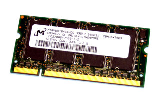 512 MB DDR-RAM 200-pin SO-DIMM PC-2700S CL2.5  Micron MT8VDDT6464HDG-335F2