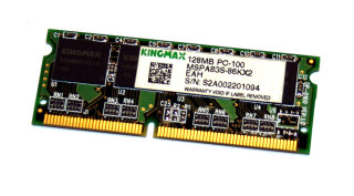 128 MB SO-DIMM 144-pin SD-RAM PC-100  Laptop-Memory  Kingmax MSPA83S-86KX2