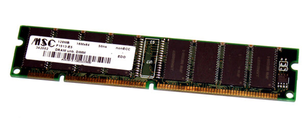 128 MB EDO-DIMM 168-pin Unbuffered non-ECC 50ns 3.3V  MSC
