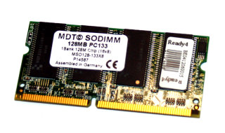 128 MB SO-DIMM 144-pin SD-RAM PC-133 Laptop-Memory  MDT MSO128-133-8