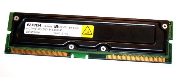 512 MB RDRAM Rambus 184-pin 16d PC-800 ECC 45ns  NEC MC-4R512FKR8D-845