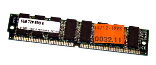 16 MB EDO-RAM 72-pin PS/2 SIMM non-Parity 60 ns  Chips: 8x Fujitsu 8117405A-60