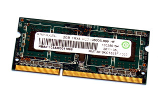 2 GB DDR3 RAM 204-pin SO-DIMM 1Rx8 PC3-10600S  Ramaxel RMT3010KC58E8F-1333