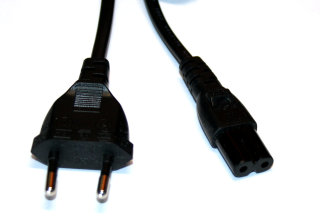 Power cable (1.8m) with Euro plug + C7 connector  (also for notebook power supplies with 2-pin connection)