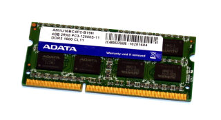 4 GB DDR3-RAM 204-pin SODIMM 2Rx8 PC3-12800S Adata AM1U16BC4P2-B19H