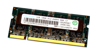 1 GB DDR2 RAM 200-pin SO-DIMM 1Rx8 PC2-6400S  Ramaxel RMN1150LA48D7F-800