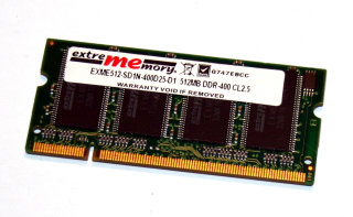 512 MB DDR-RAM 200-pin SO-DIMM PC-3200S CL2.5 extrememory EXME512-SD1N-400D25-D1