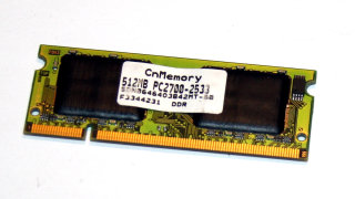 512 MB DDR RAM 200-pin SO-DIMM  PC-2700S CL2.5 CnMemory SDN0646403B42MT-60